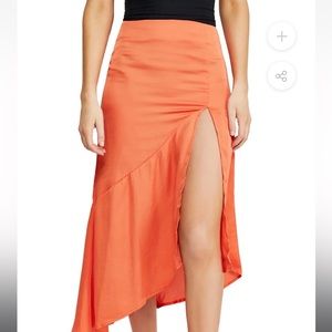 Free people silk skirt orange